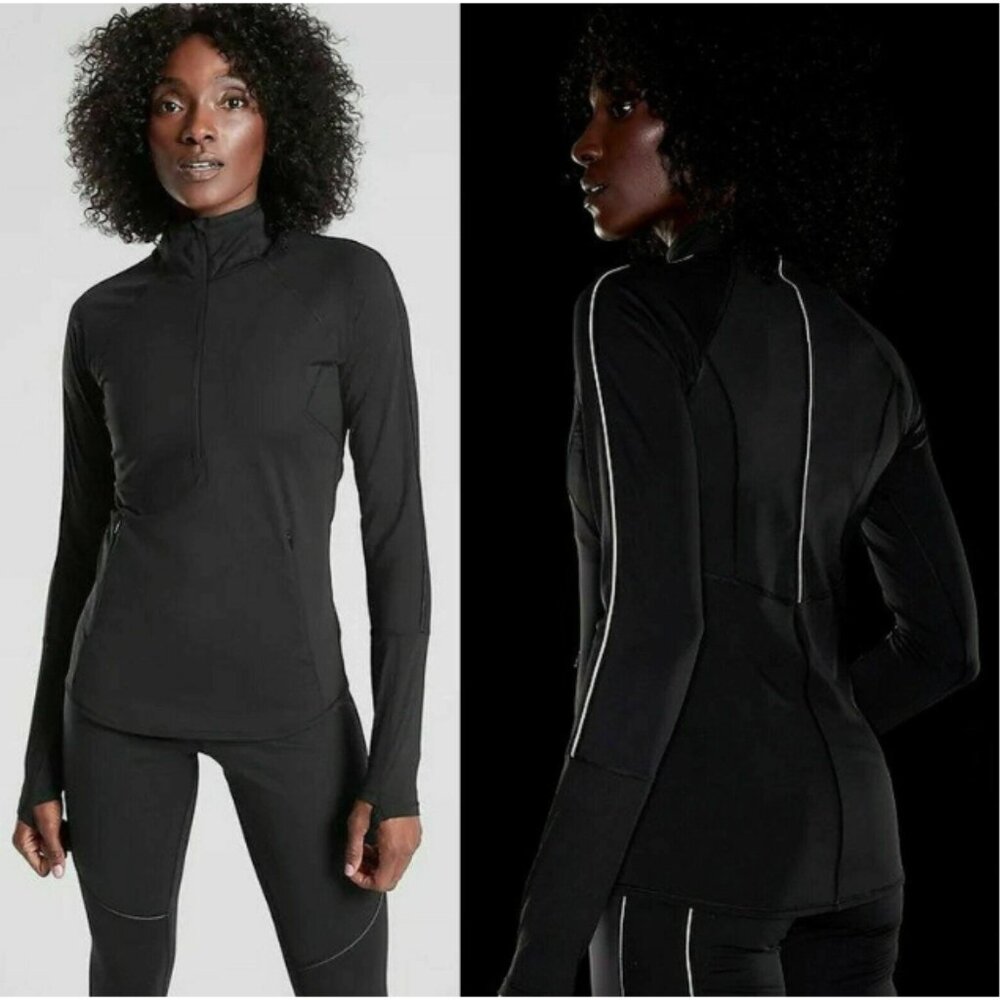 NWOT Athleta Eclipse Half Zip Top - Black - Size Large